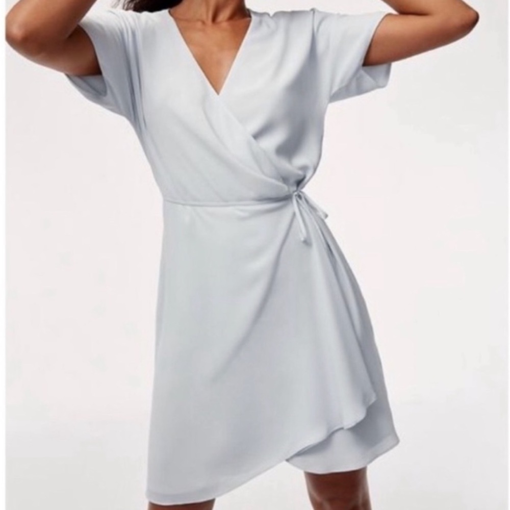 ARITZIA Babaton 64477 Wallace Wrap Dress in Light Blue Small